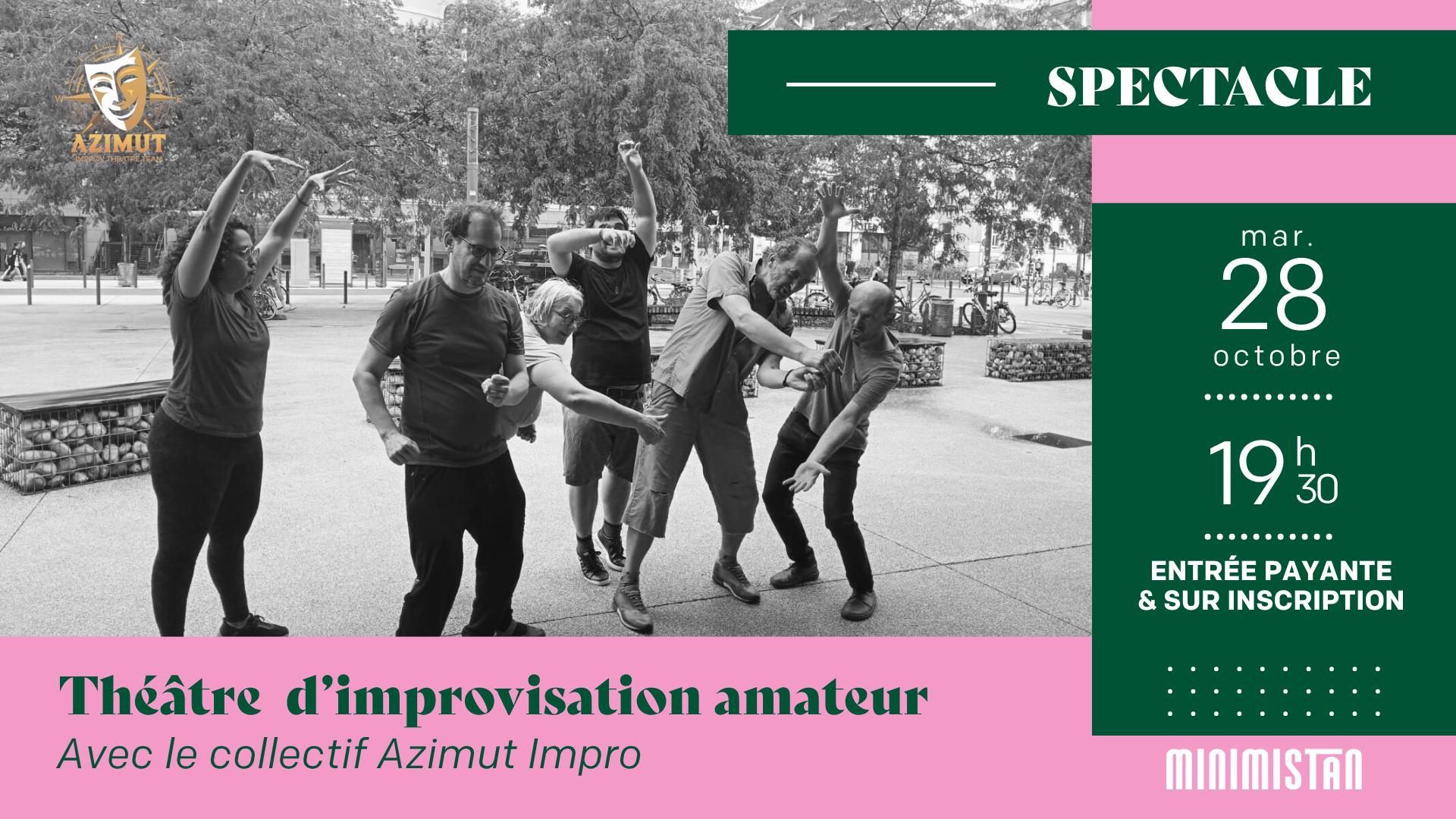 Bannière événement double cabaret d'impro le 28 octobre au Minimistan