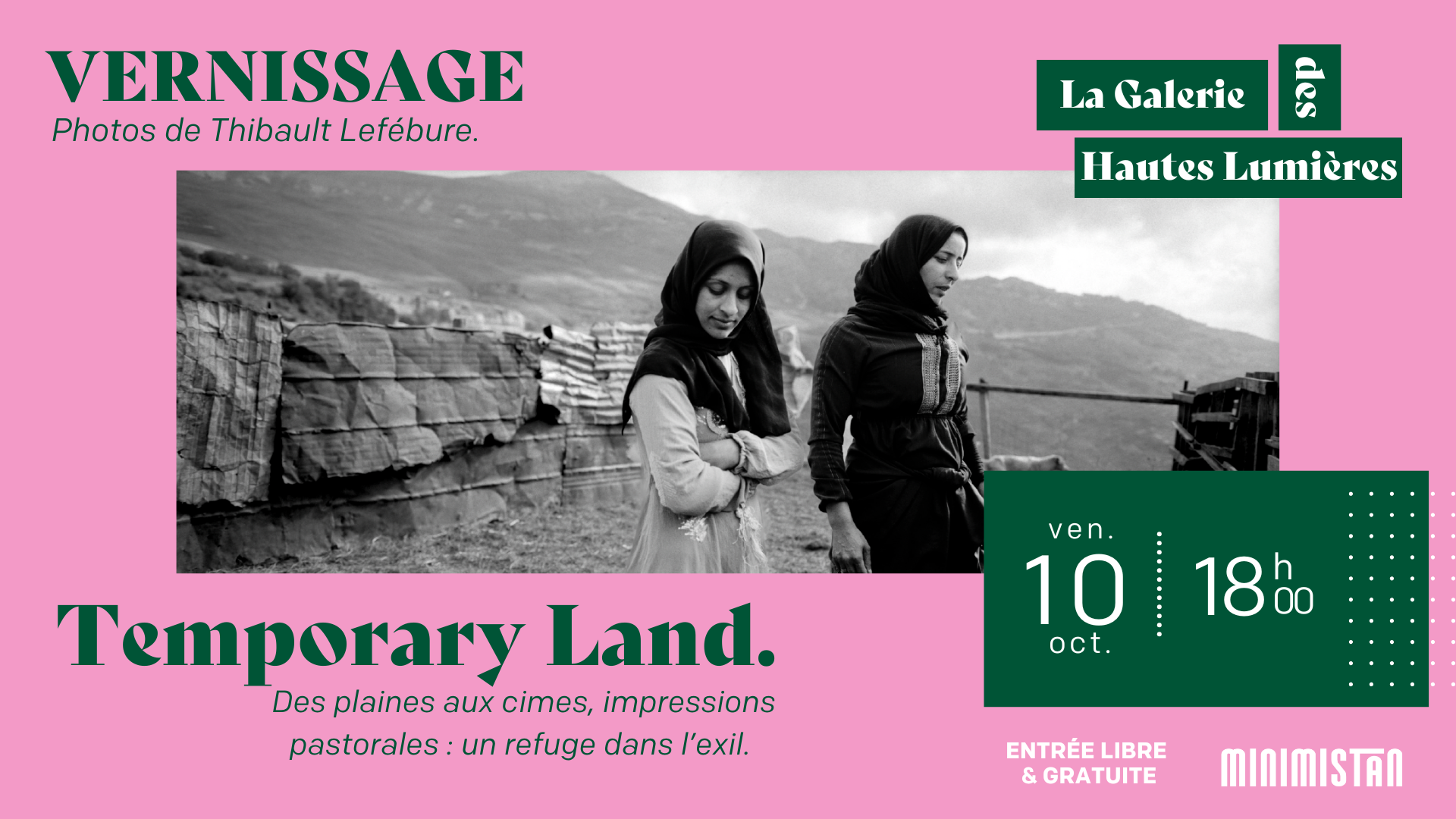 Bannière de l'événement vernissage de l'expo photo de Thibault Lefébure le 10 octobre 2025