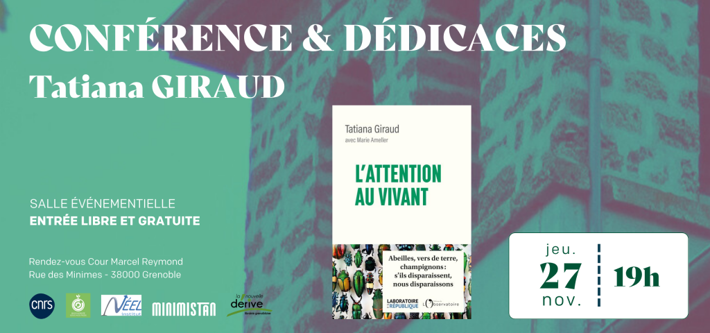 Bannière événement conférence et dédicace Tatiana Giraud 27 novembre 2025